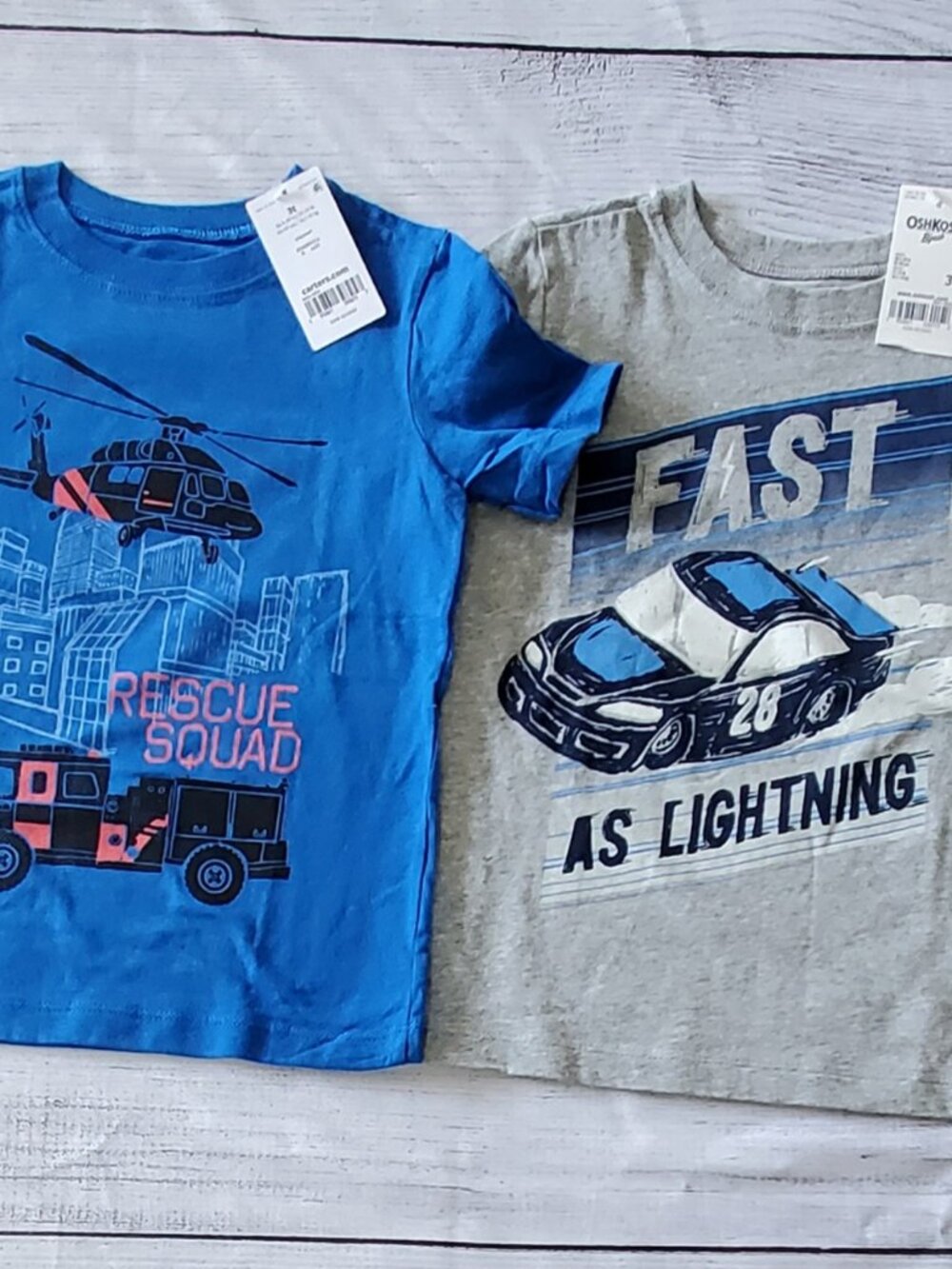 Toddler Boys Set of 2 T-shirts Size 3T "Fast as Lightning" "Rescue Squad" NWT